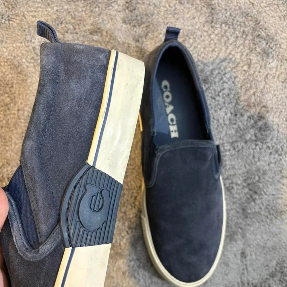 Navy‎ blue Coach suede flat Skate shoes